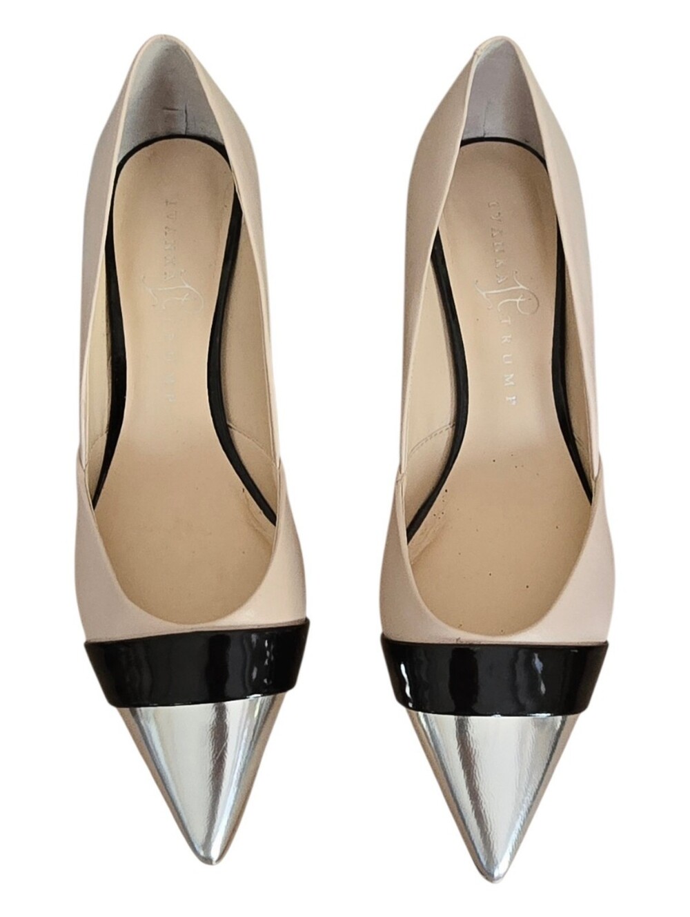Ivanka Trump Taupe And Silver Pointed Toe Pumps 7.5